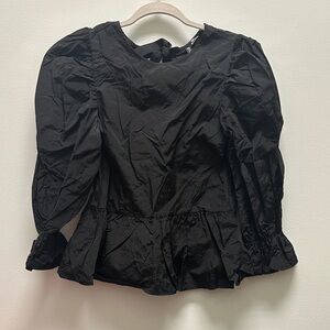 Divided Black Puff Sleeve Blouse